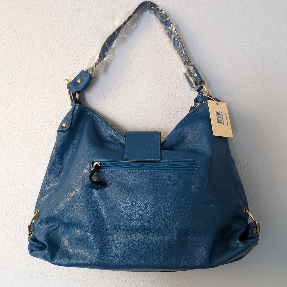 Mellow World Purse Womens Blue L Tote Handbag Zip Close‎ Clasp Single Strap NEW - Picture 2 of 8